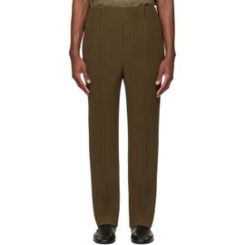 HOMME PLISSÉ ISSEY MIYAKE HOMME PLISSÉ ISSEY MIYAKE Khaki Tuxedo Pleats Trousers