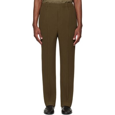 HOMME PLISSÉ ISSEY MIYAKE HOMME PLISSÉ ISSEY MIYAKE Khaki Tuxedo Pleats Trousers