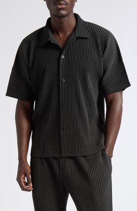 Homme Plissé Issey Miyake Homme Plissé Issey Miyake Monthly Colors August Pleated Short Sleeve Button Down Shirt