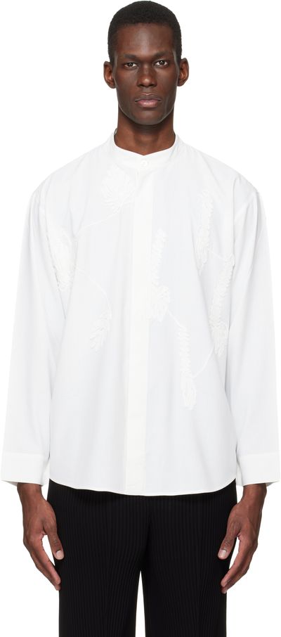 HOMME PLISSÉ ISSEY MIYAKE HOMME PLISSÉ ISSEY MIYAKE White Embroidery Press Shirt