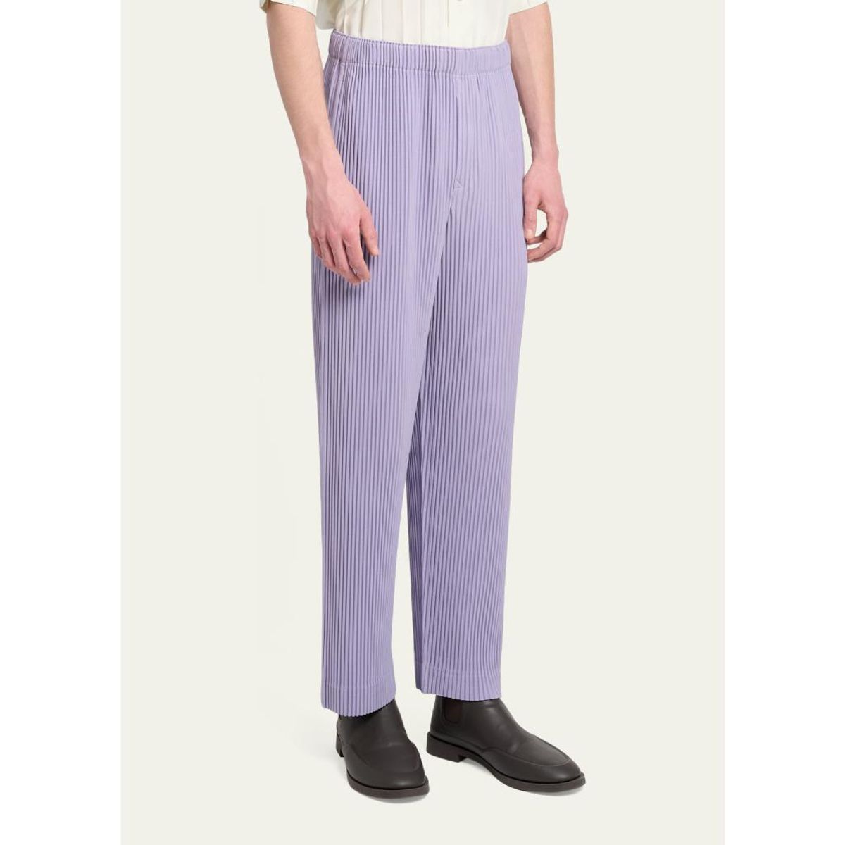 HOMME PLISSE ISSEY MIYAKE プリーツパンツ パープル Homme Plissé Issey Miyake - Men's Pleated Straight Leg Pull-On Pants