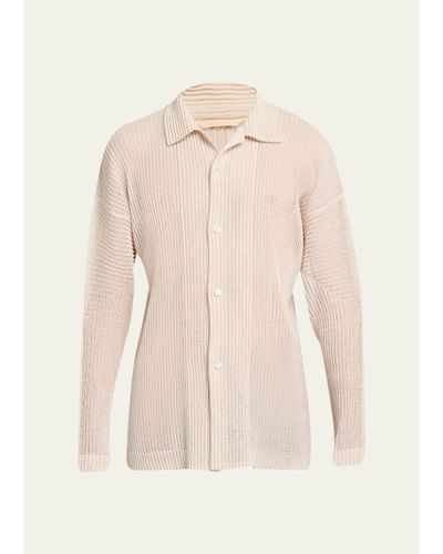 Homme Plissé Issey Miyake Men's Rustic Mesh Button-Down Shirt