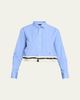 HOMMEGIRLS Belted Striped Crop Button-Down Shirt - 1