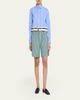 HOMMEGIRLS Belted Striped Crop Button-Down Shirt - 2