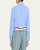 HOMMEGIRLS Belted Striped Crop Button-Down Shirt - 3