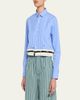 HOMMEGIRLS Belted Striped Crop Button-Down Shirt - 4