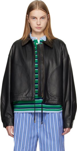 HommeGirls HommeGirls Black Leather Parachute Jacket