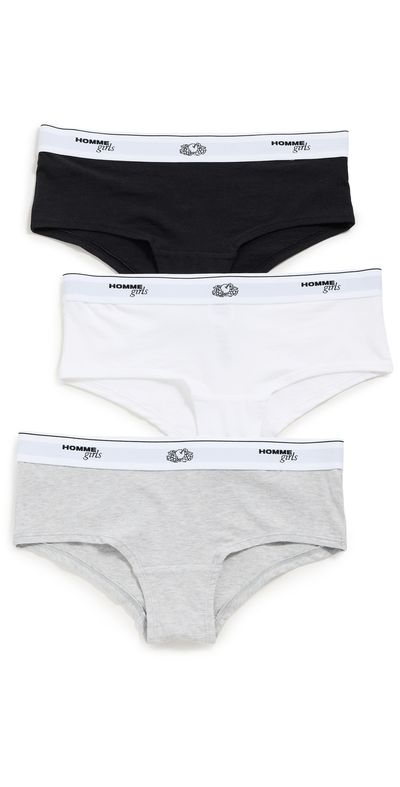 HOMMEGIRLS HOMMEGIRLS Homme Girls X Fruit of the Loom Boy Shorts 3-Pack Black/Heather Grey/White