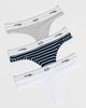 HOMMEGIRLS HOMMEGIRLS Homme Girls x Fruit Of The Loom Classic Thong 3 Pack Stripe Heather Grey/White - 2
