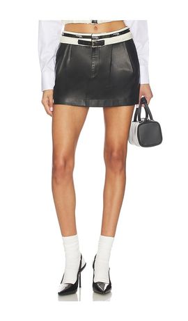 HOMMEgirls HOMMEgirls Leather Flip Waist Mini Skirt With Belt