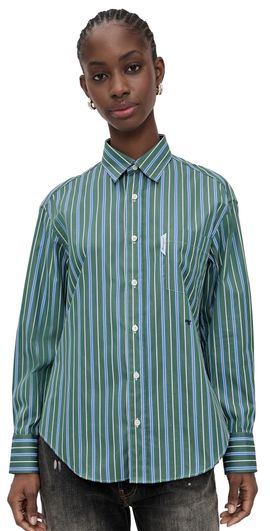 HOMMEGIRLS HOMMEGIRLS Oxford Shirt Green Porto Stripe
