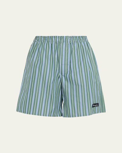 HOMMEGIRLS Striped Cotton Long Boxer Shorts