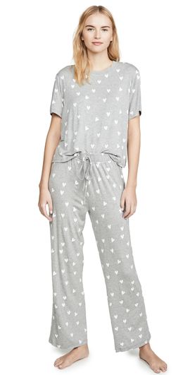 HONEYDEW HONEYDEW All American PJ Set Heather Grey Hearts