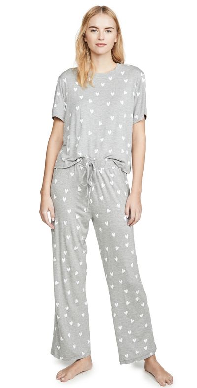 HONEYDEW HONEYDEW All American PJ Set Heather Grey Hearts