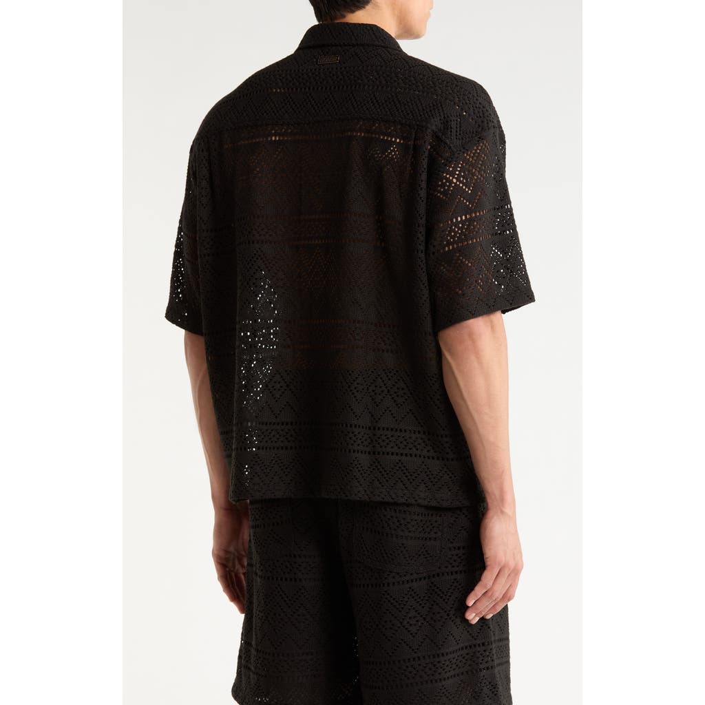 HONOR THE GIFT HONOR THE GIFT Pointelle Crochet Button-Up Camp Shirt