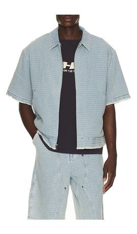Honor The Gift Honor The Gift Vintage Indigo Zip Front Short Sleeve