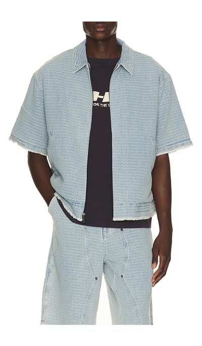 Honor The Gift Honor The Gift Vintage Indigo Zip Front Short Sleeve