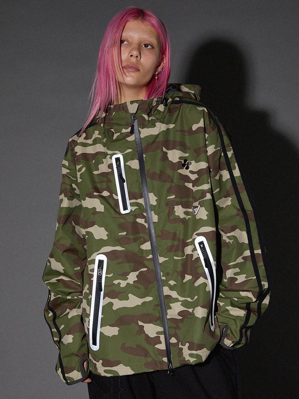 HOODHOOD 3-Layer Reflective Water-Repellent Windbreaker Jacket [Camo]