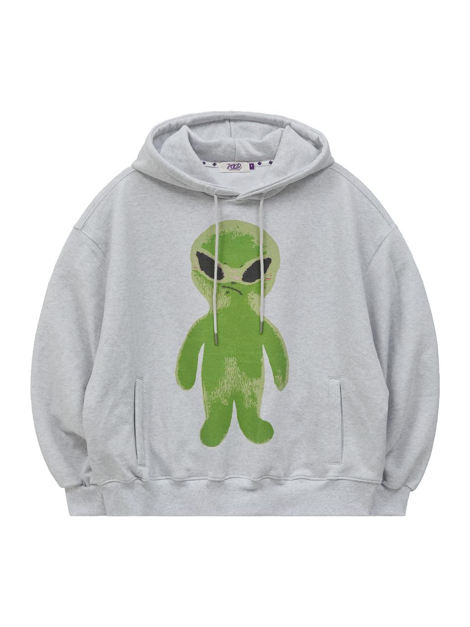 HOODHOOD Alien Graphic Overfit Hoodie [Melange Beige]