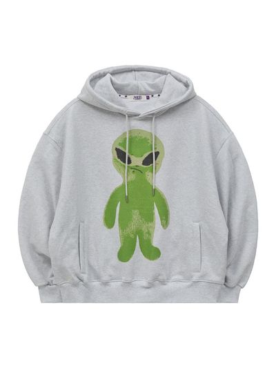 HOODHOOD Alien Graphic Overfit Hoodie [Melange Beige]