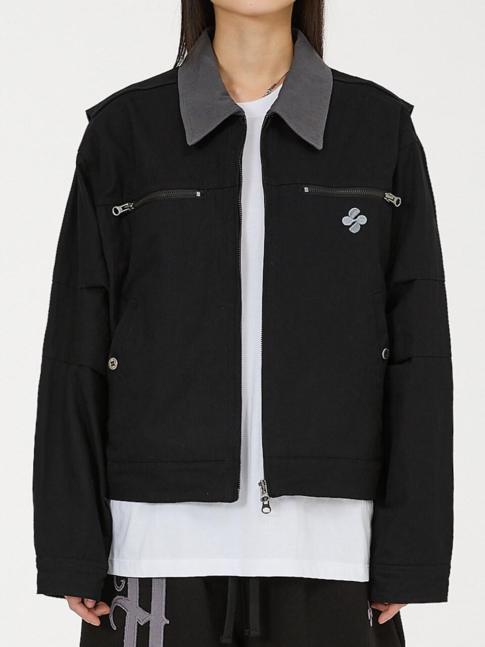 HOODHOOD Cotton Work Chain Embroidered Jacket [Black]