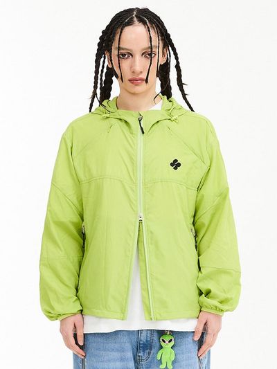 HOODHOOD Cut-off Sheer Lightweight Windbreaker Jacket [Light Green]