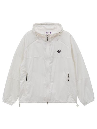 HOODHOOD Cut-off Sheer Zipper Windbreaker Jacket [Ivory]