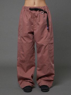 HOODHOOD Cut-out Cotton Elastic Waist Cargo Pants [Dust Pink]