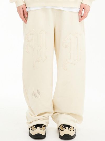 HOODHOOD HD Appliqu Terry Stitch Sweatpants [Ivory]