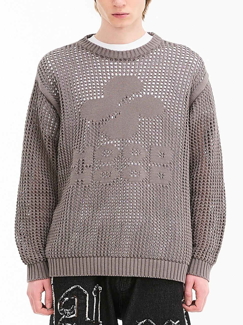 HOODHOOD Hood Logo Mesh Premium Cotton Sweater [Gray]