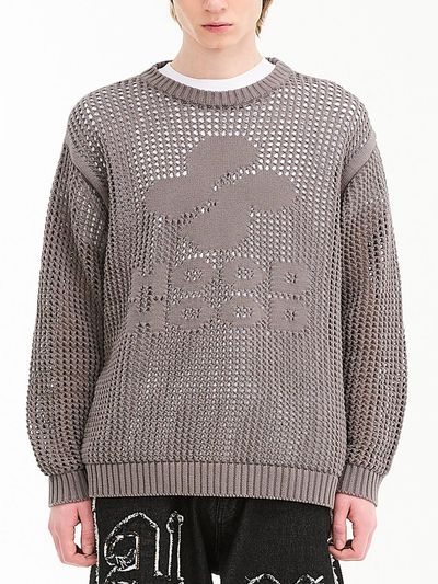 HOODHOOD Hood Logo Mesh Premium Cotton Sweater [Gray]