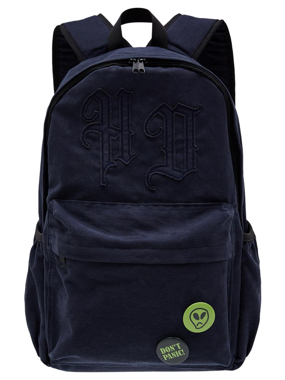 HOODHOOD Logo Appliqu Cotton Multiple Compartment Backpack [Navy]