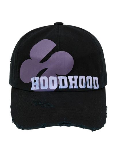 HOODHOOD Multi Logo Destroyed Cotton Cap [Black]