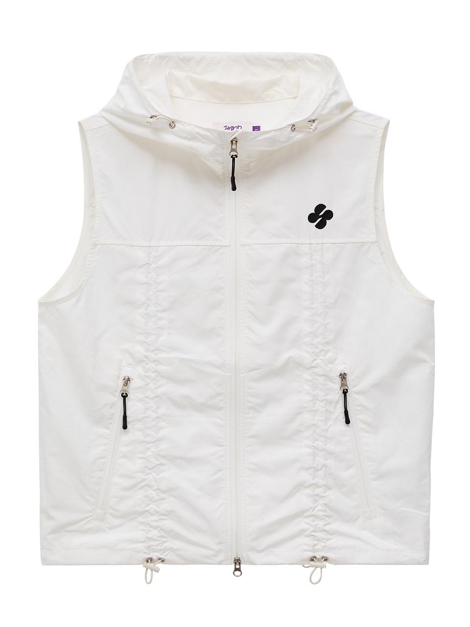 HOODHOOD Shirred Sheer Nylon Adjustable Vest [Ivory]