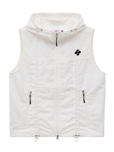 HOODHOOD Shirred Sheer Nylon Adjustable Vest [Ivory]