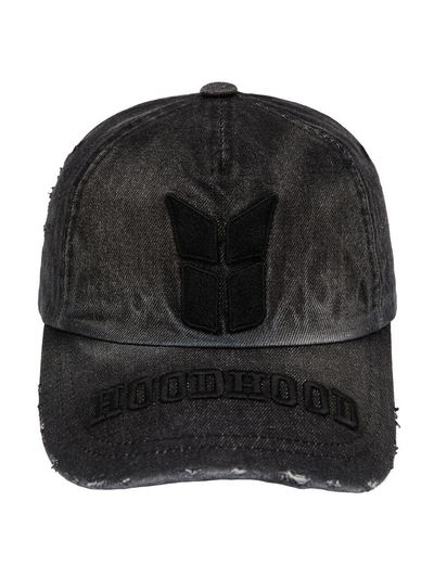 HOODHOOD Washed Destroyed Vintage Denim Cap [Black]