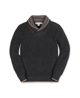 Hope & Henry Hope & Henry Boys' Organic Long Sleeve Shawl Collar Sweater with Intarsia Detail