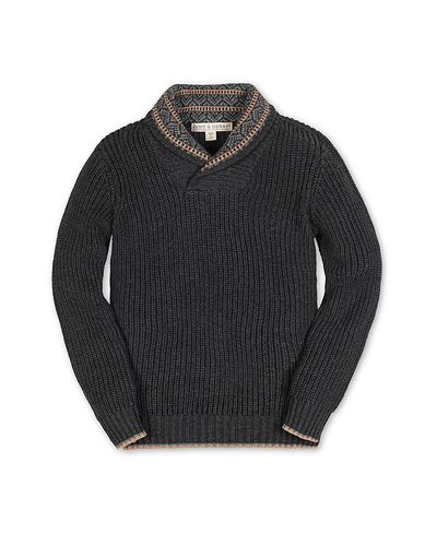 Hope & Henry Hope & Henry Boys' Organic Long Sleeve Shawl Collar Sweater with Intarsia Detail