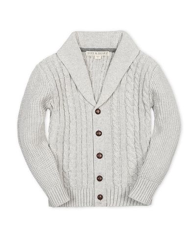 Hope & Henry Hope & Henry Boys' Organic Shawl Collar Cable Sweater Cardigan