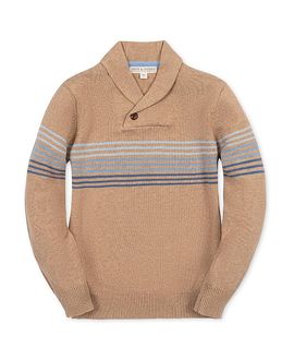 Hope & Henry Hope & Henry Boys' Organic Shawl Collar Stripe Sweater