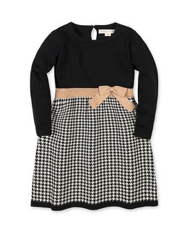 Hope & Henry Hope & Henry Girls' Organic Long Sleeve Skater Sweater Dress with Bow