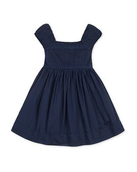 Hope & Henry Hope & Henry Girls' Organic Puff Sleeve Pintuck Sateen Party Dress