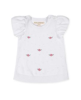 Hope & Henry Hope & Henry Girls' Organic Ruffle Sleeve Pointelle Sweater