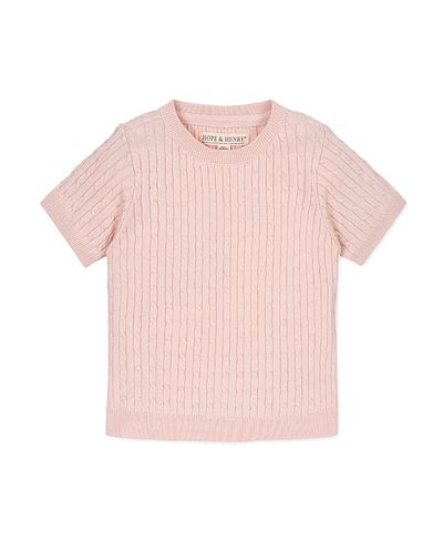 Hope & Henry Hope & Henry Girls' Organic Short Sleeve Cable Sweater