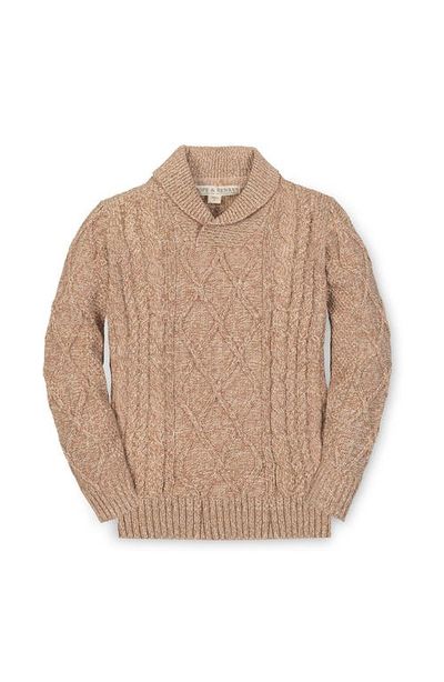 Hope & Henry Hope & Henry Kids' Organic Long Sleeve Shawl Collar Cable Sweater