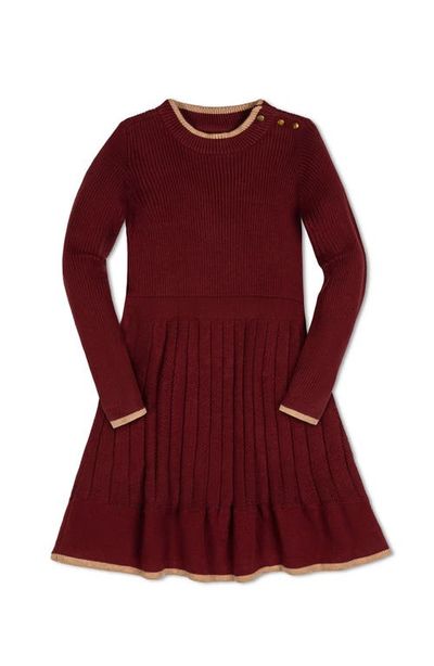 Hope & Henry Hope & Henry Kids' Organic Mock Neck Flounce Hem Sweater Dress