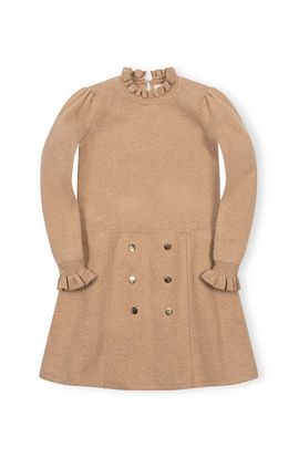 Hope & Henry Hope & Henry Kids' Organic Mock Neck Ruffle Edge Sweater Dress