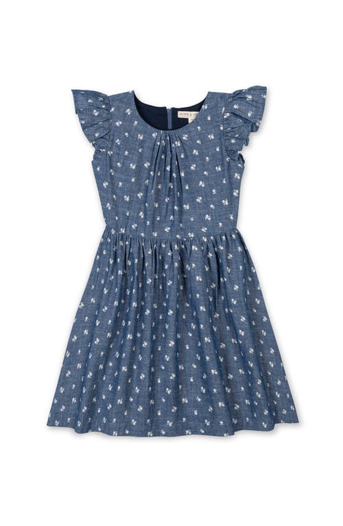 Hope & Henry Hope & Henry Kids' Organic Ruffle Sleeve Smocked Waist Chambray Dress