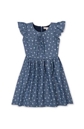 Hope & Henry Hope & Henry Kids' Organic Ruffle Sleeve Smocked Waist Chambray Dress