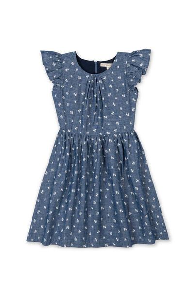 Hope & Henry Hope & Henry Kids' Organic Ruffle Sleeve Smocked Waist Chambray Dress